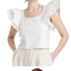 White flutter sleeve tee